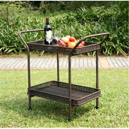 Patioplus Outdoor Espresso Wicker Patio Furniture Serving Cart PA2430156
